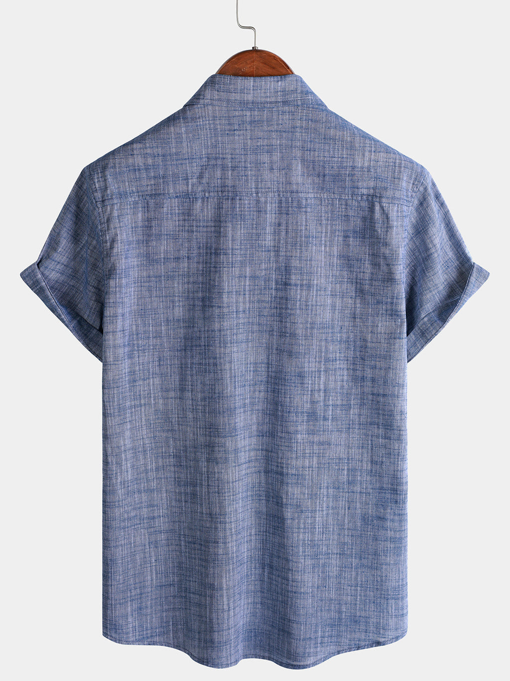 Camicia Casual da Uomo in Cotone Traspirante con Maniche Corte e Due Tasche