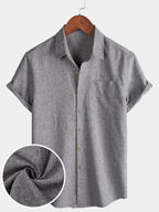 Camicia Casual da Uomo a Maniche Corte con Bottoni
