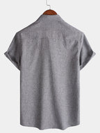 Camicia Casual da Uomo a Maniche Corte con Bottoni