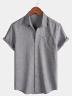 Camicia Casual da Uomo a Maniche Corte con Bottoni