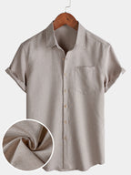 Camicia Casual da Uomo a Maniche Corte con Bottoni
