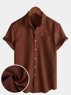 Camicia Casual da Uomo a Maniche Corte con Bottoni