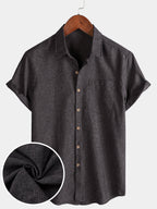 Camicia Casual da Uomo a Maniche Corte con Bottoni