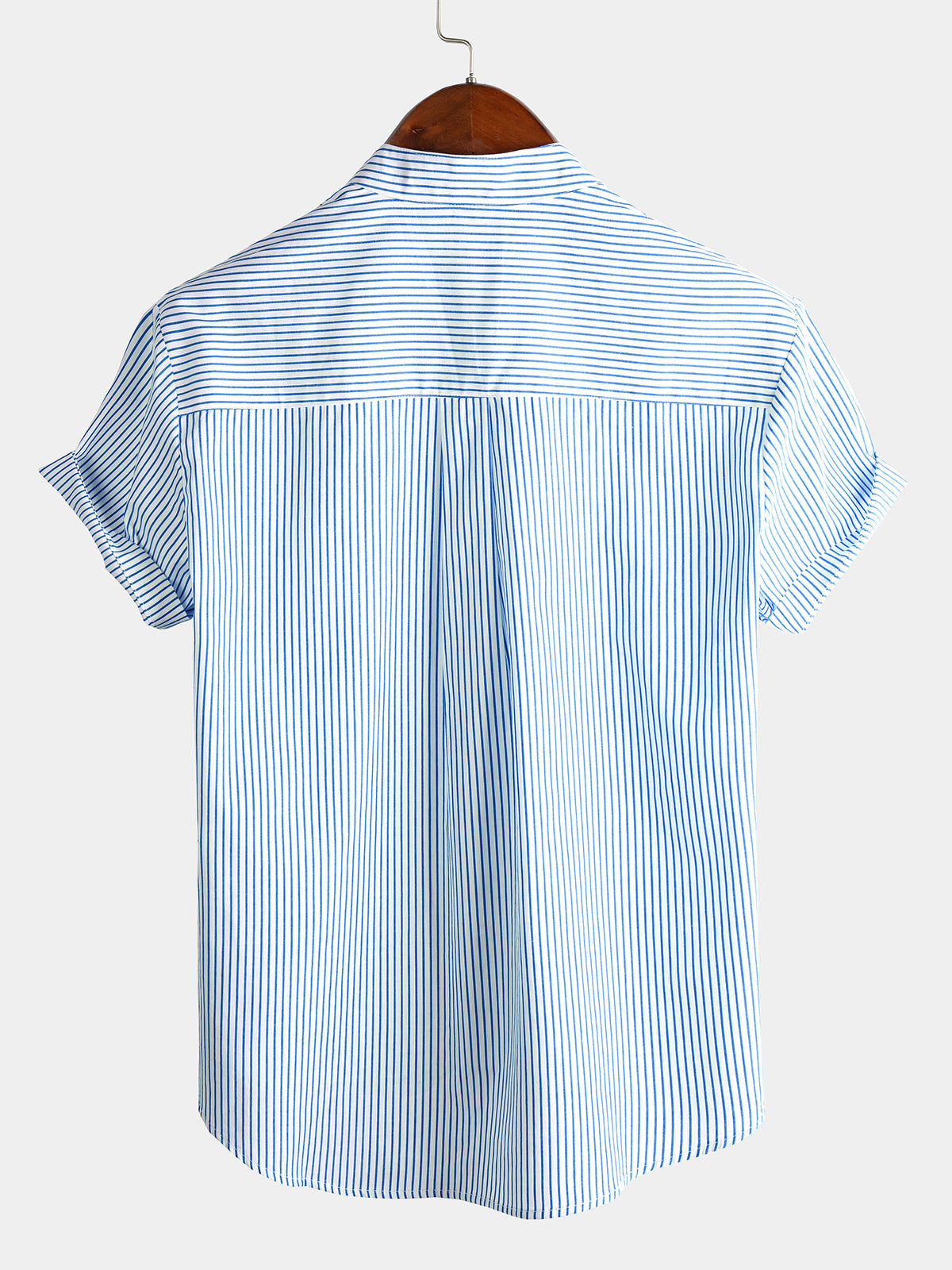 Camicia Henley da uomo in cotone con colletto traspirante, colore uniforme, maniche corte, classico motivo a righe verticali