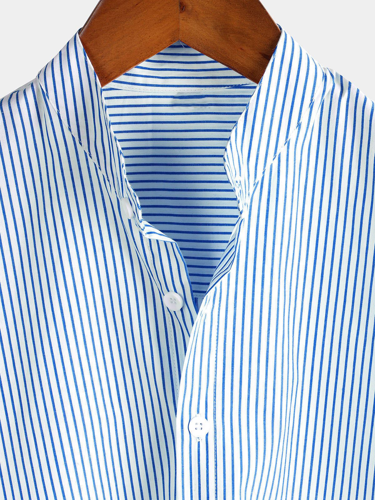 Camicia Henley da uomo in cotone con colletto traspirante, colore uniforme, maniche corte, classico motivo a righe verticali