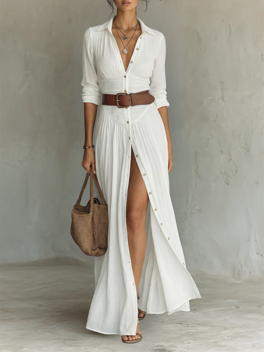 Oliwia – Elegante Abito Maxi con Spacco