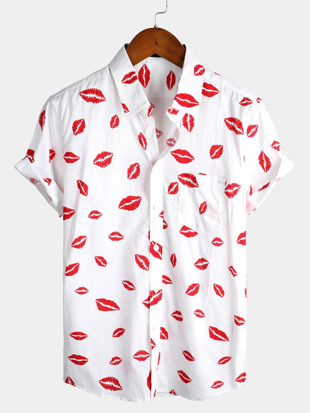 Camicia da uomo a maniche corte per le vacanze con tasca