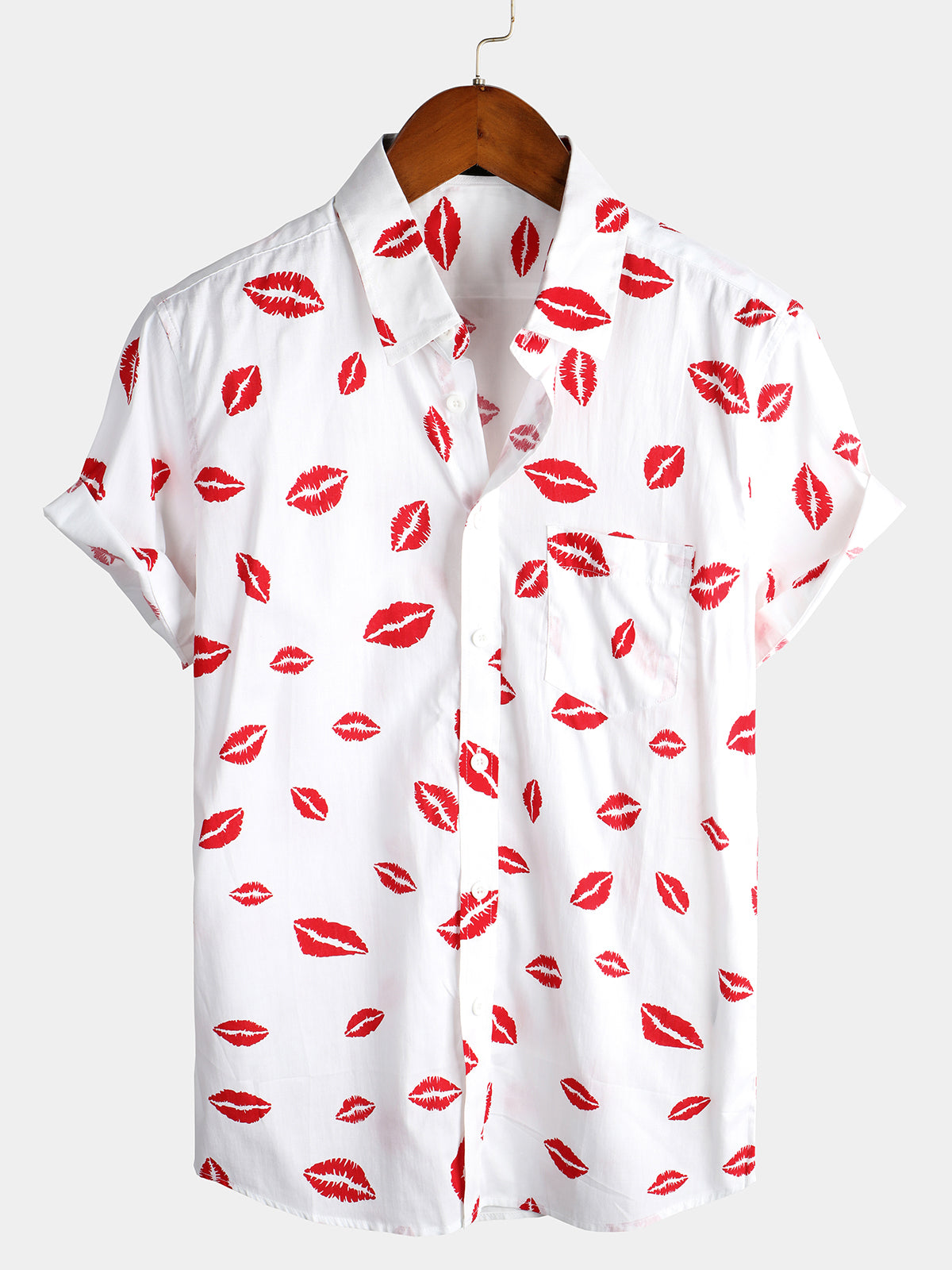 Camicia da uomo a maniche corte per le vacanze con tasca