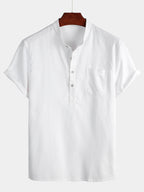 Camicia da uomo a maniche corte in tinta unita con colletto – camicie casual da uomo | Erminia Boutique Bologna