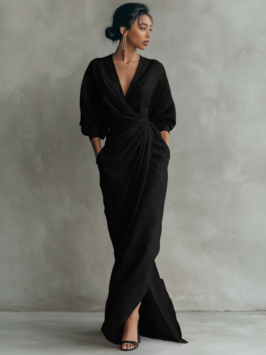 Sofia | Elegante Abito Maxi con Scollatura a V – abiti lunghi da donna | Erminia Boutique Bologna