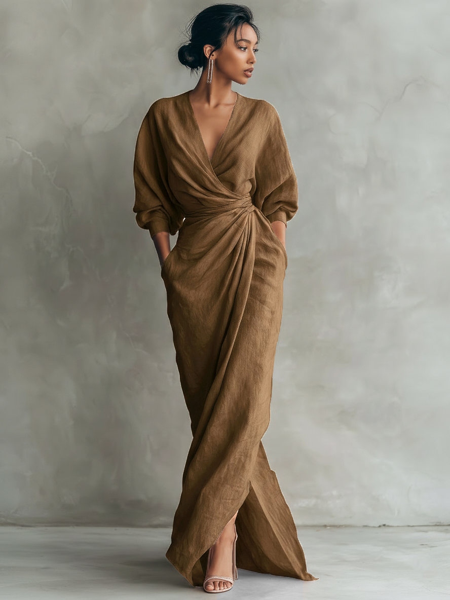 Sofia | Elegante Abito Maxi con Scollatura a V – abiti lunghi da donna | Erminia Boutique Bologna