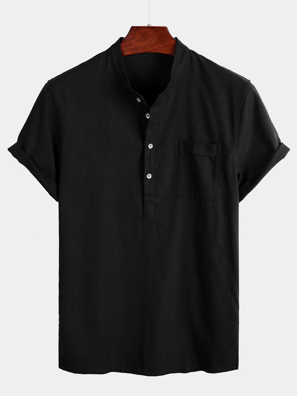 Camicia da uomo a maniche corte in tinta unita con colletto – camicie casual da uomo | Erminia Boutique Bologna