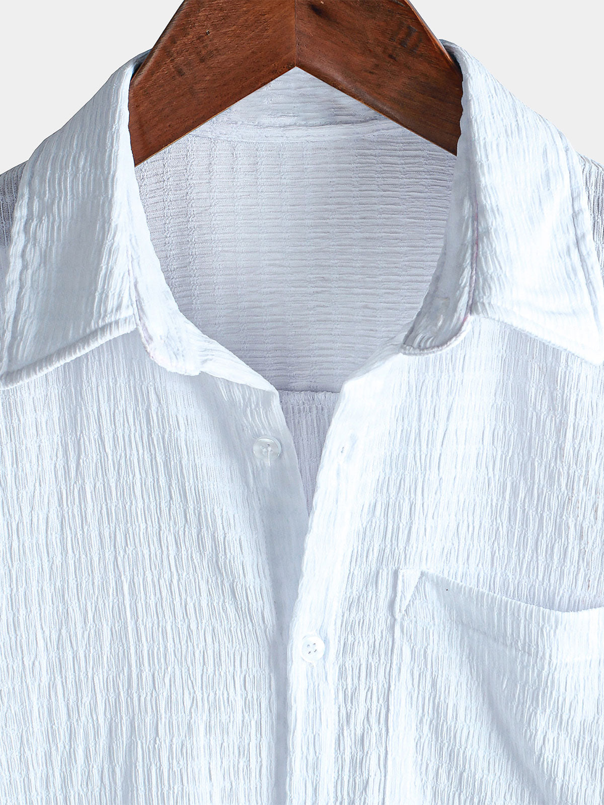 Camicia estiva da uomo a maniche corte in tinta unita con taschino