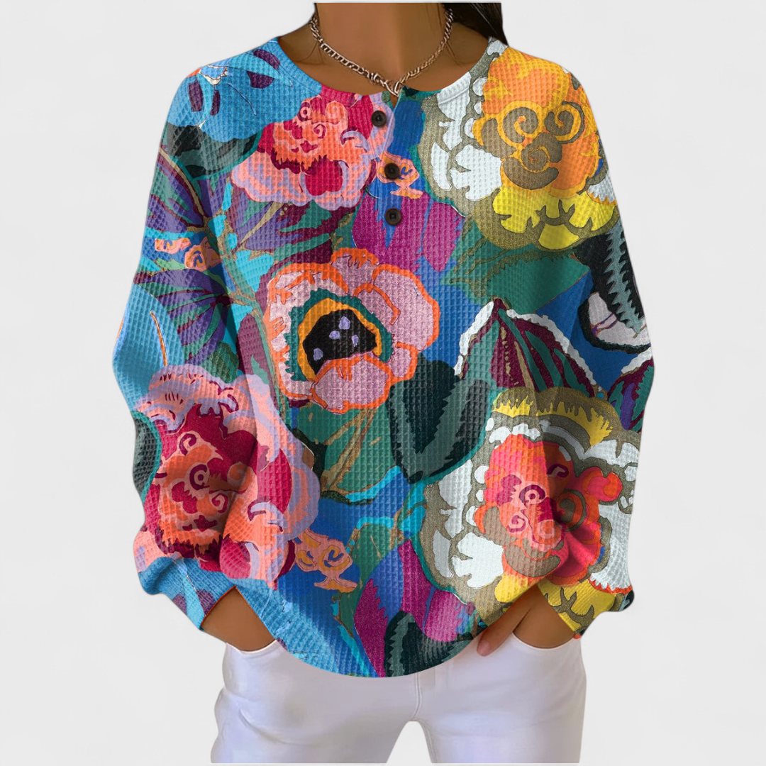 Klara - Maglione con grandi fiori colorati
