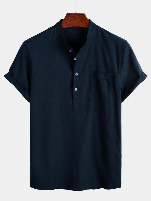 Camicia da uomo a maniche corte in un colore uniforme con colletto – camicie casual da uomo | Erminia Boutique Bologna