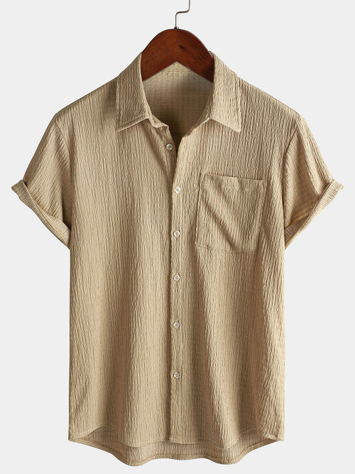 Camicia estiva da uomo a maniche corte in tinta unita con taschino – camicie casual da uomo | Erminia Boutique Bologna