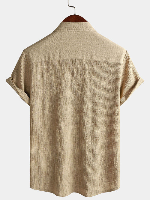 Camicia estiva da uomo a maniche corte in tinta unita con taschino – camicie casual da uomo | Erminia Boutique Bologna