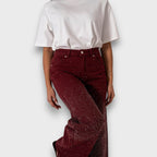 Nina – jeans a gamba larga con cristalli bordeaux