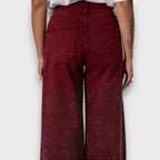 Nina – jeans a gamba larga con cristalli bordeaux