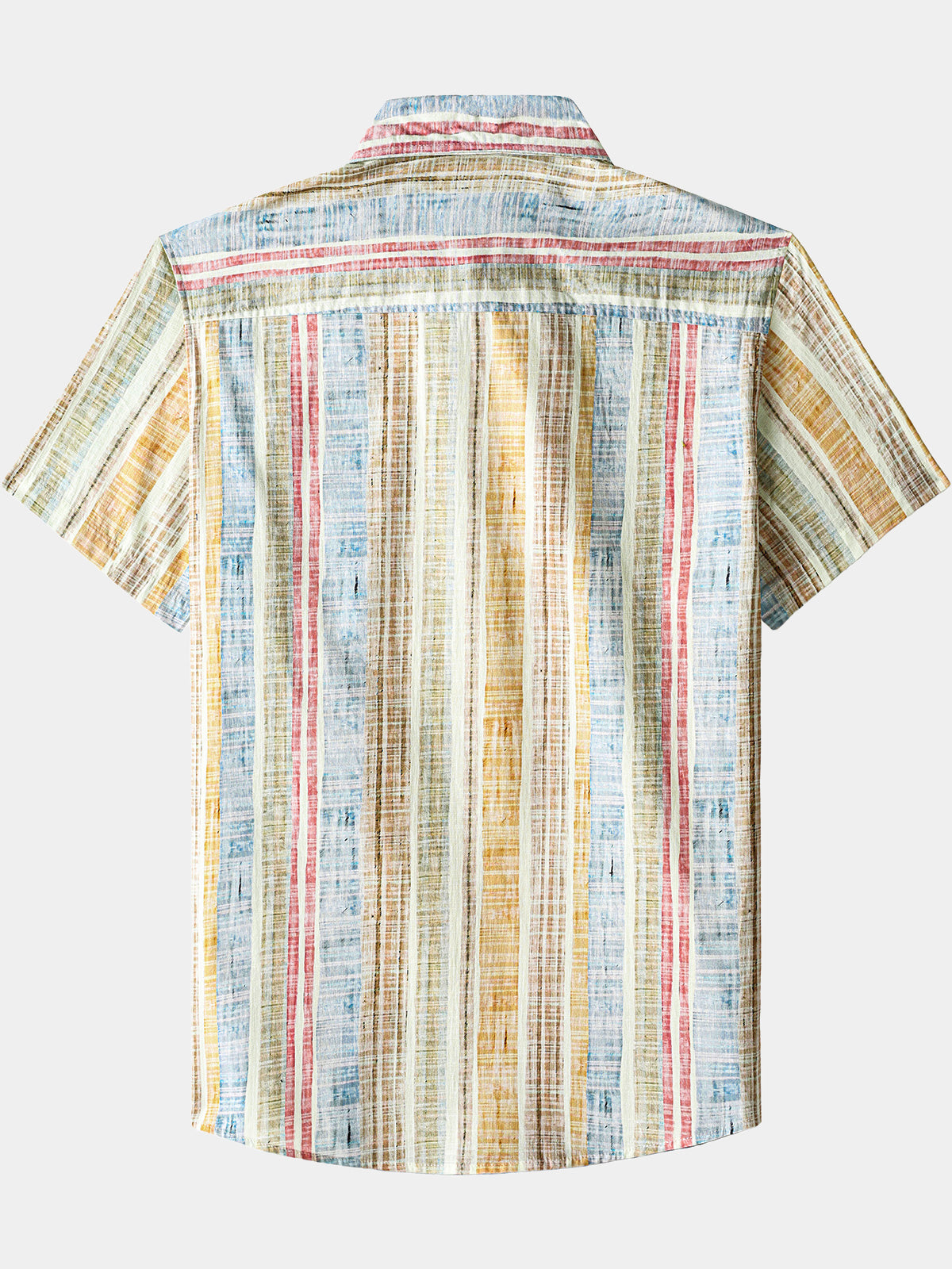 Camicia da uomo a maniche corte a righe verticali in cotone, traspirante, ideale per le vacanze