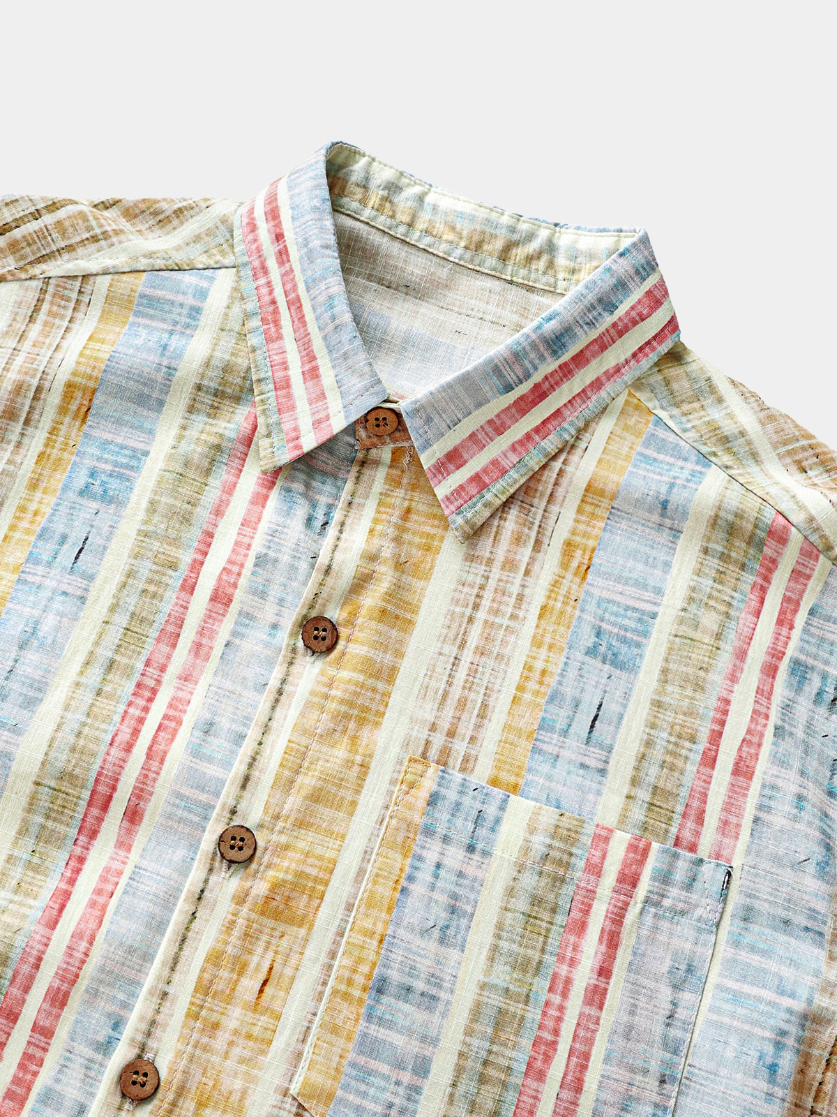 Camicia da uomo a maniche corte a righe verticali in cotone, traspirante, ideale per le vacanze