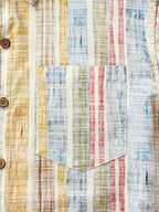Camicia da uomo a maniche corte a righe verticali in cotone, traspirante, ideale per le vacanze
