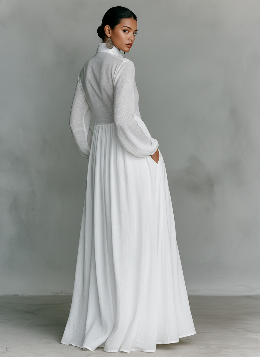 Antonina – Abito Maxi Elegante con Fondo Plissettato