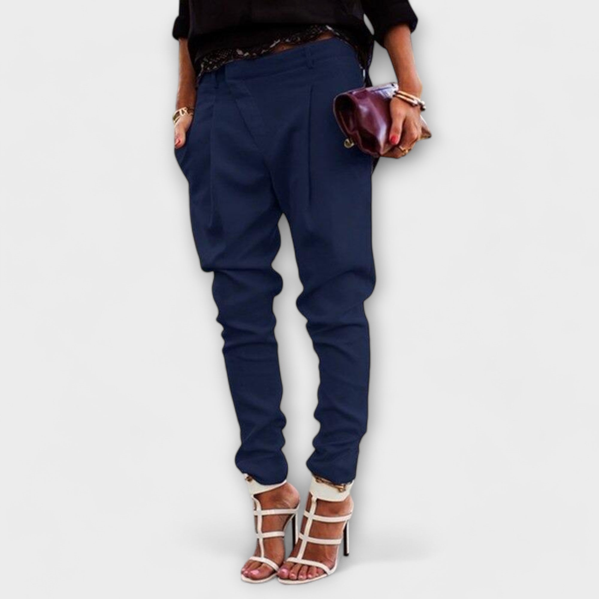 Anna – pantaloni a vita alta con pieghe