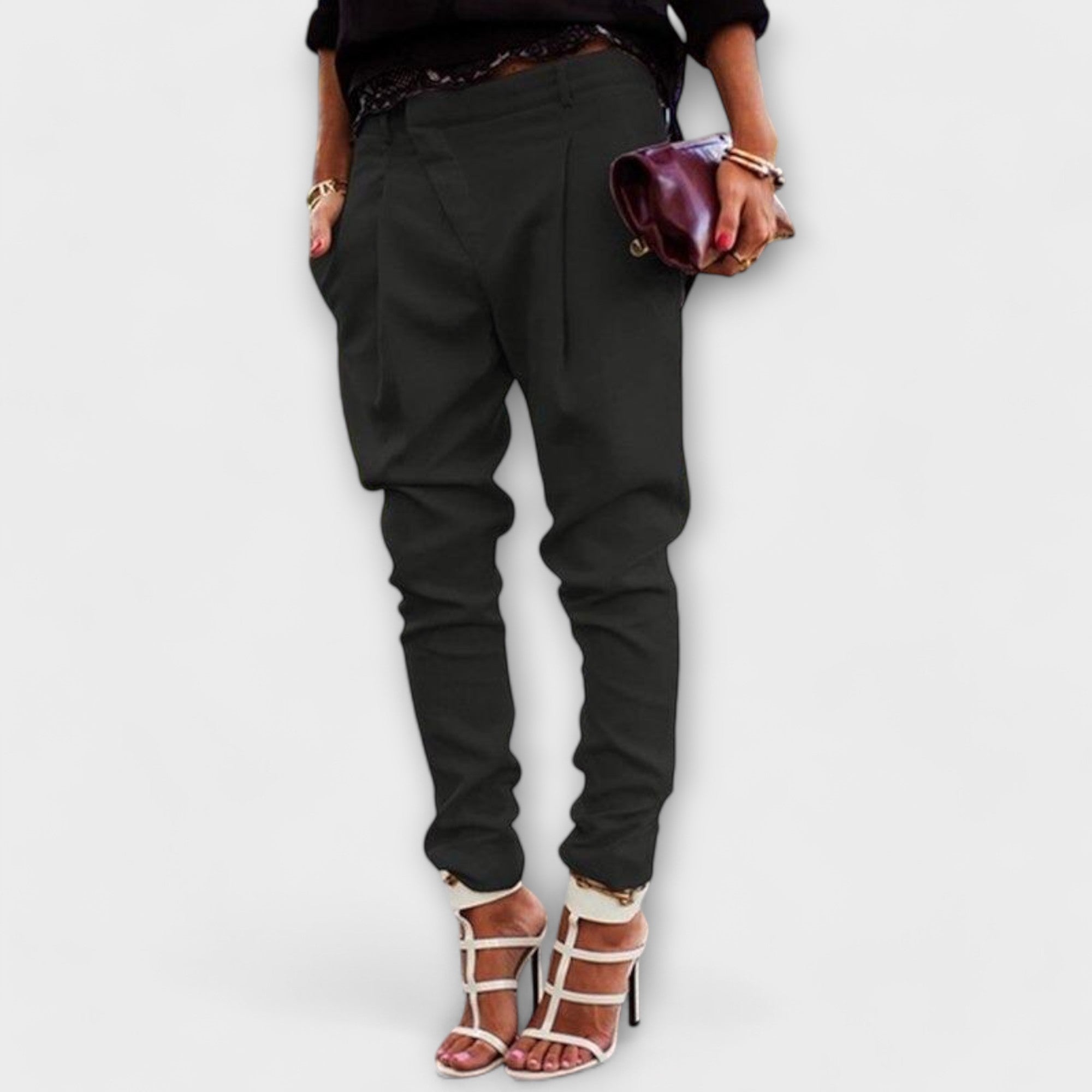 Anna – pantaloni a vita alta con pieghe