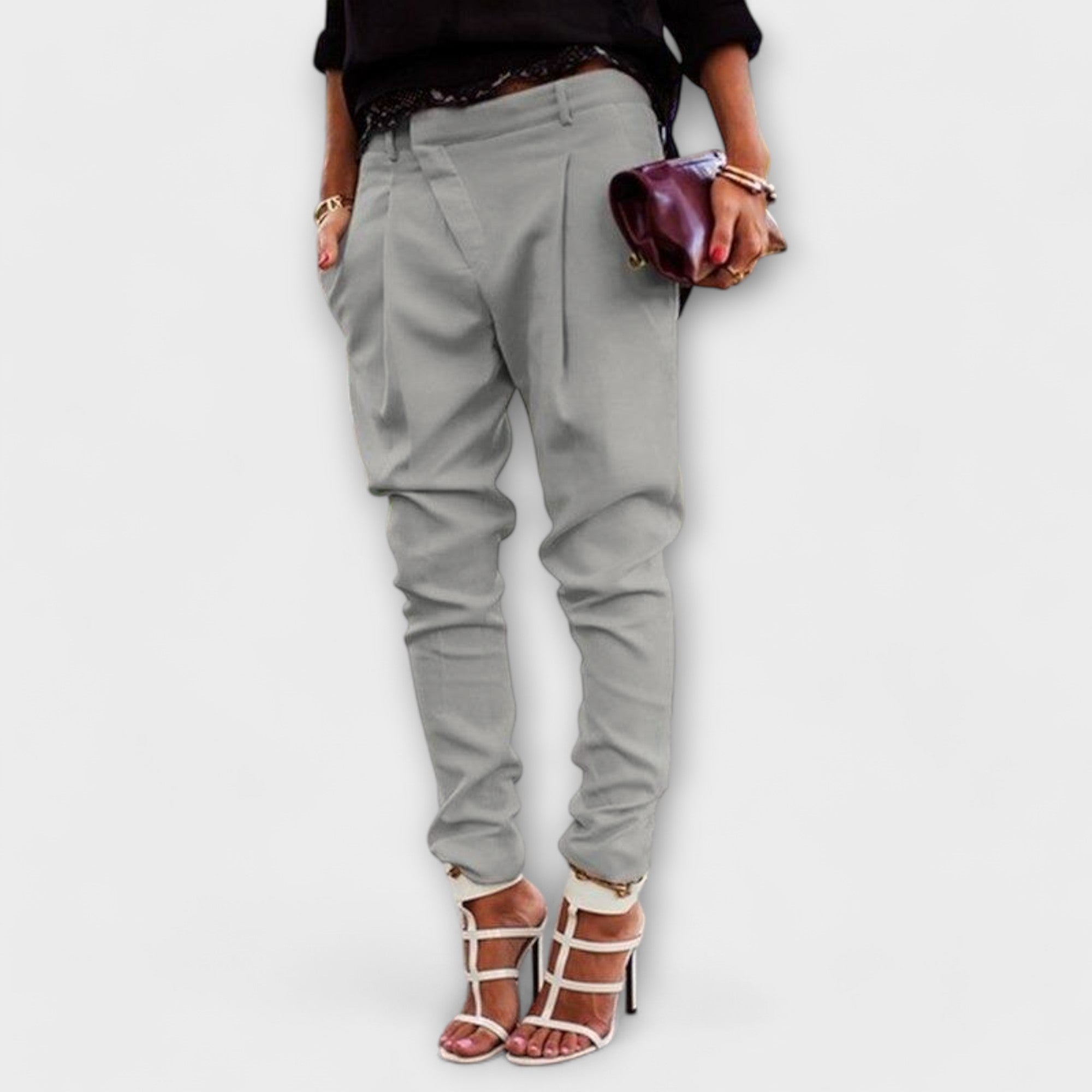 Anna – pantaloni a vita alta con pieghe