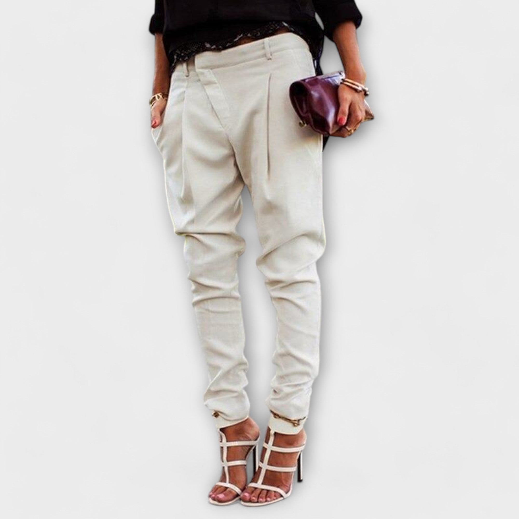Anna – pantaloni a vita alta con pieghe