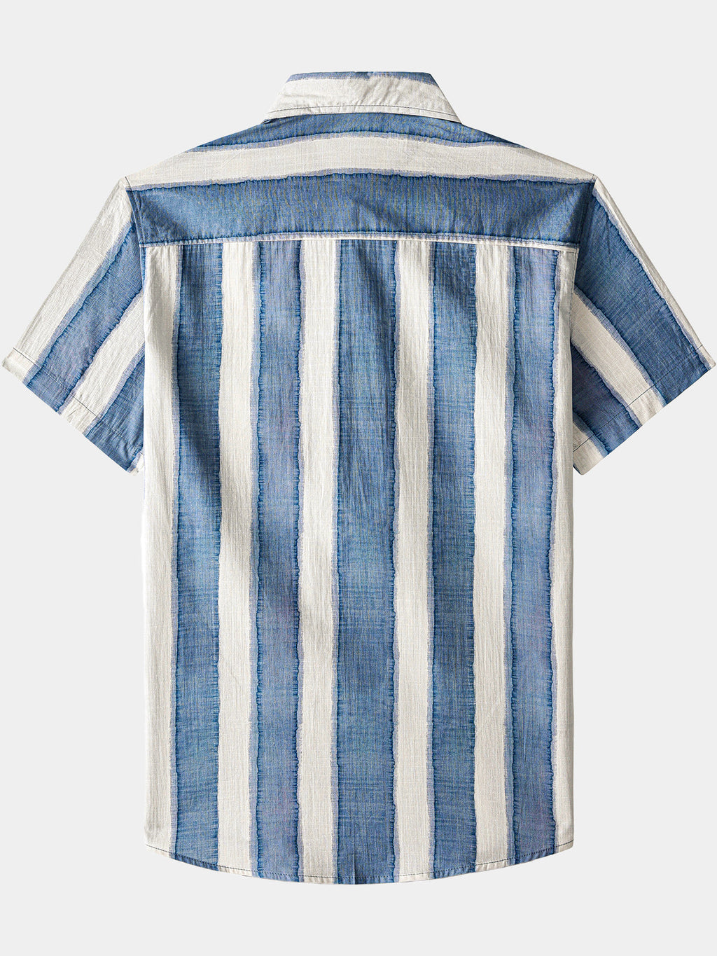 Camicia casual retro a righe da uomo in cotone, ideale per la spiaggia, feste e vacanze, con maniche corte