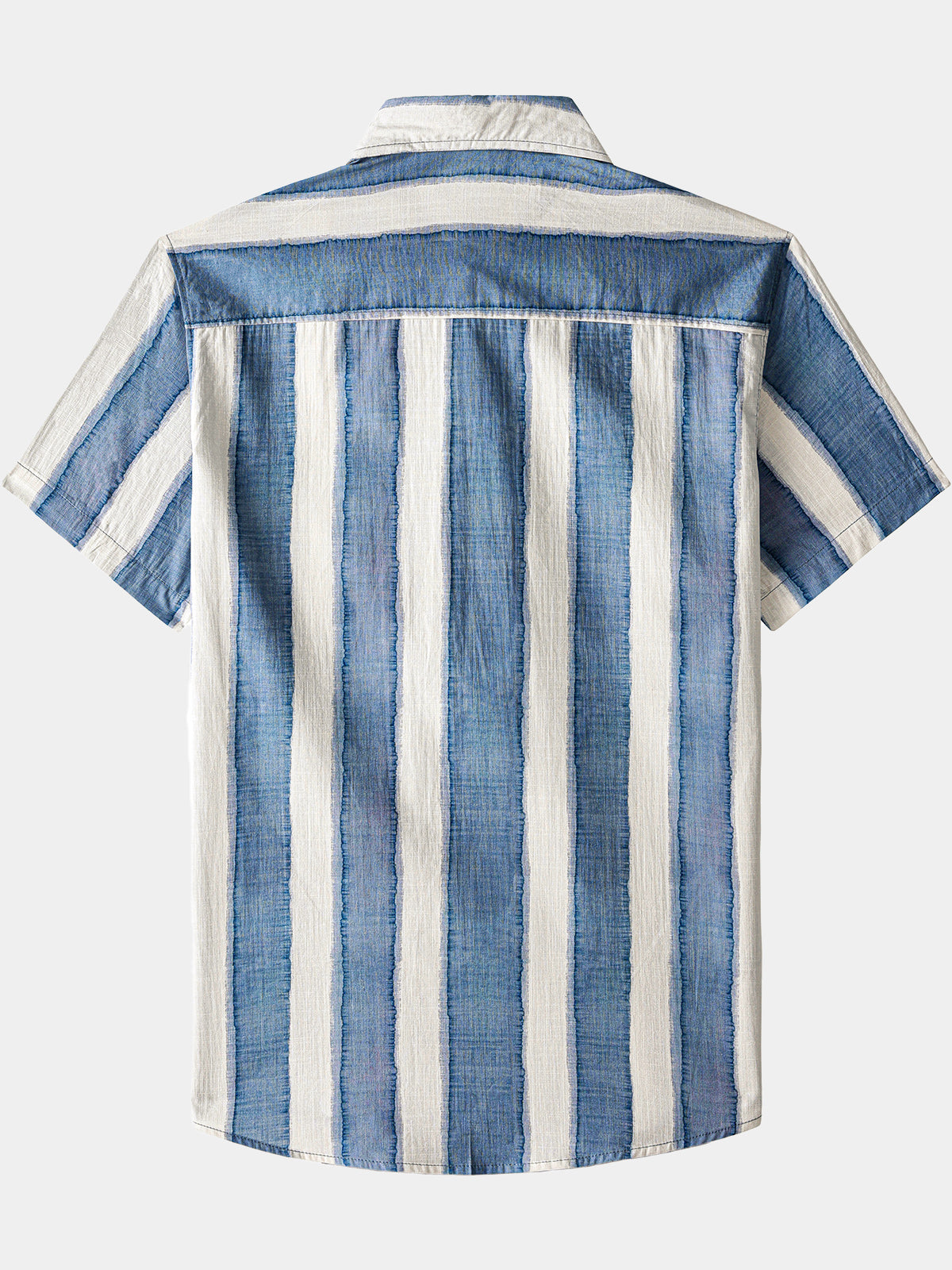 Camicia casual retro a righe da uomo in cotone, ideale per la spiaggia, feste e vacanze, con maniche corte