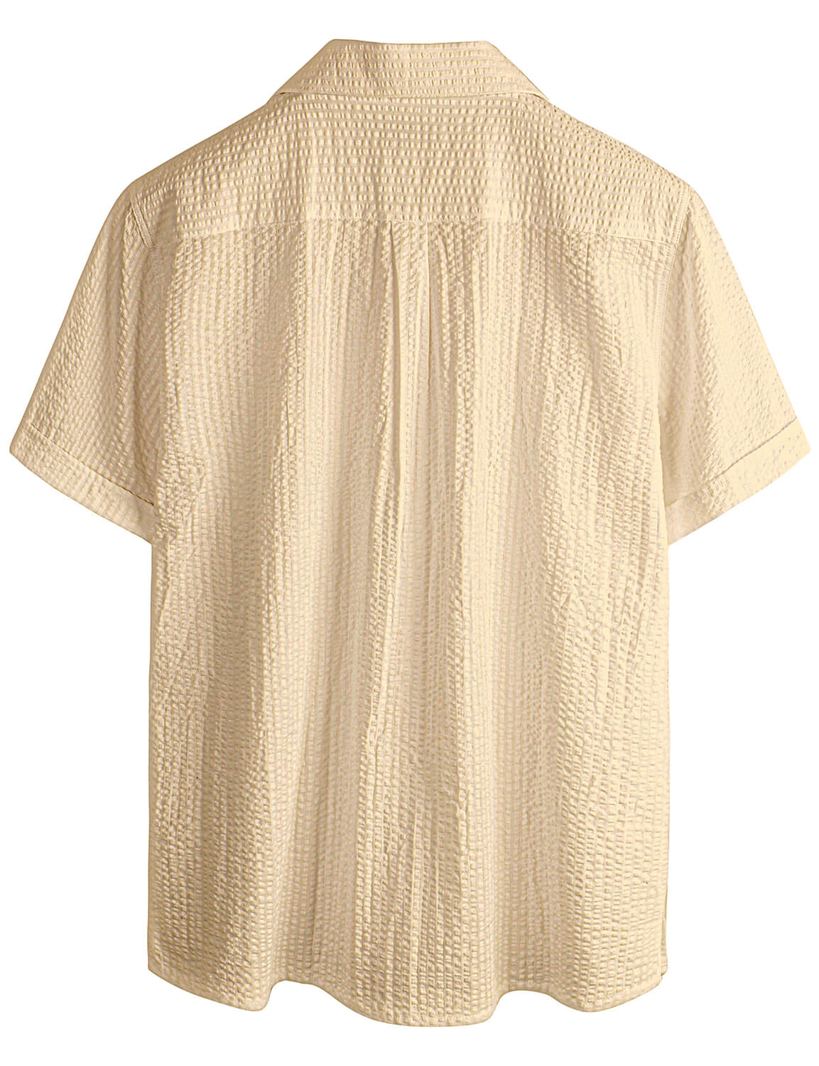 Camicia da Uomo a Maniche Corte in Cotone con Tasca in Colore Unito per la Spiaggia Estate