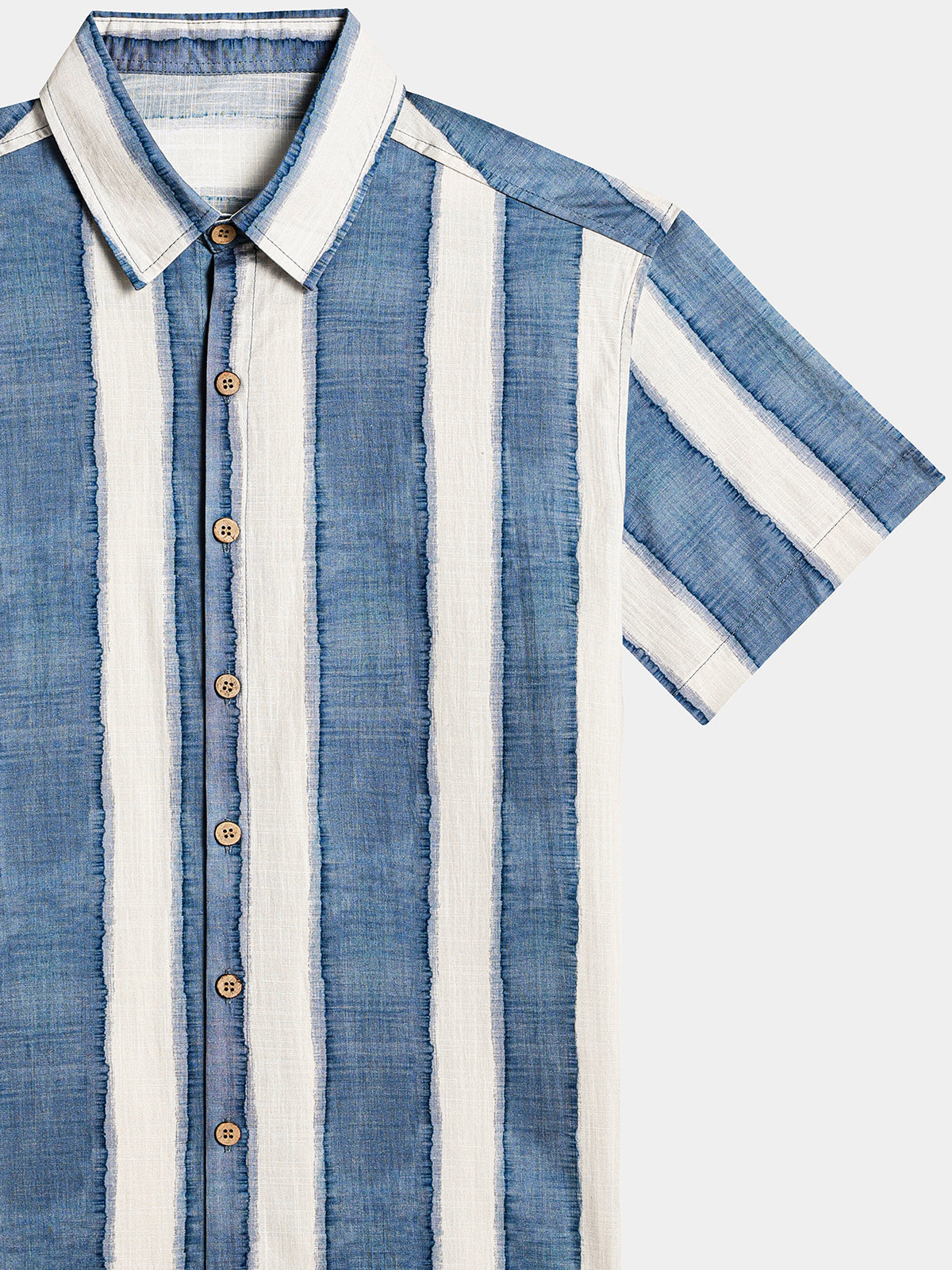 Camicia casual retro a righe da uomo in cotone, ideale per la spiaggia, feste e vacanze, con maniche corte