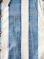 Camicia casual retro a righe da uomo in cotone, ideale per la spiaggia, feste e vacanze, con maniche corte