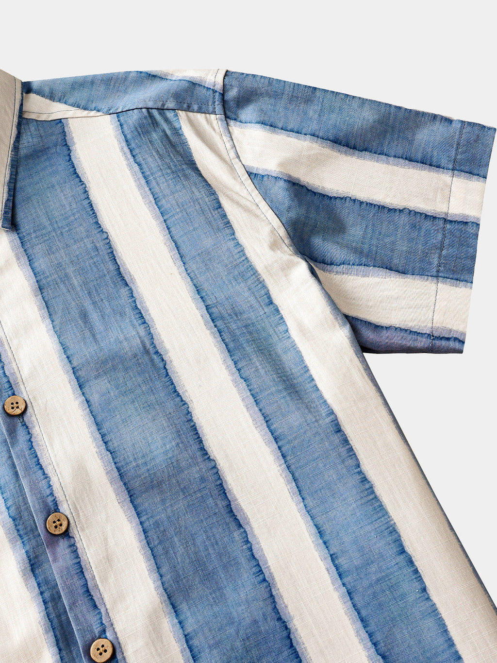 Camicia casual retro a righe da uomo in cotone, ideale per la spiaggia, feste e vacanze, con maniche corte