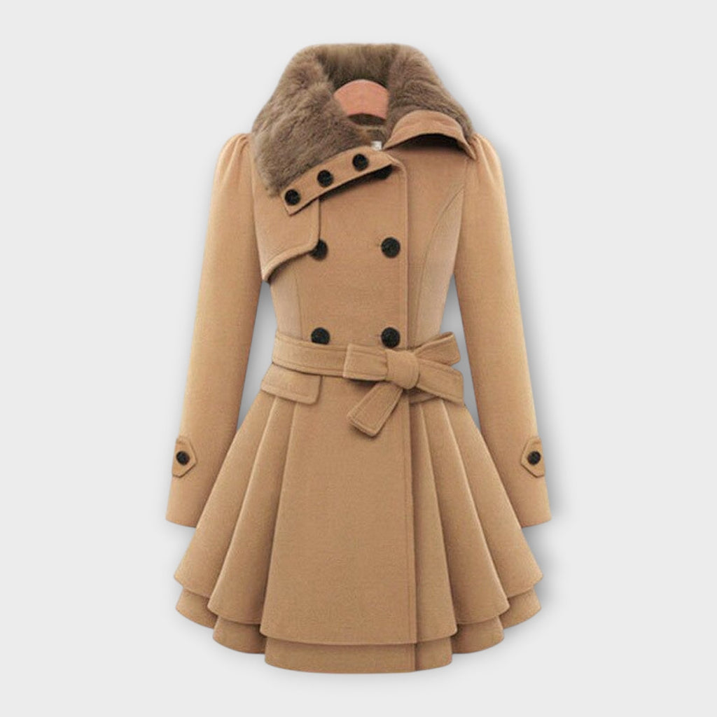 Alicja - Cappotto Elegante con Collo in Pelliccia Sintetica