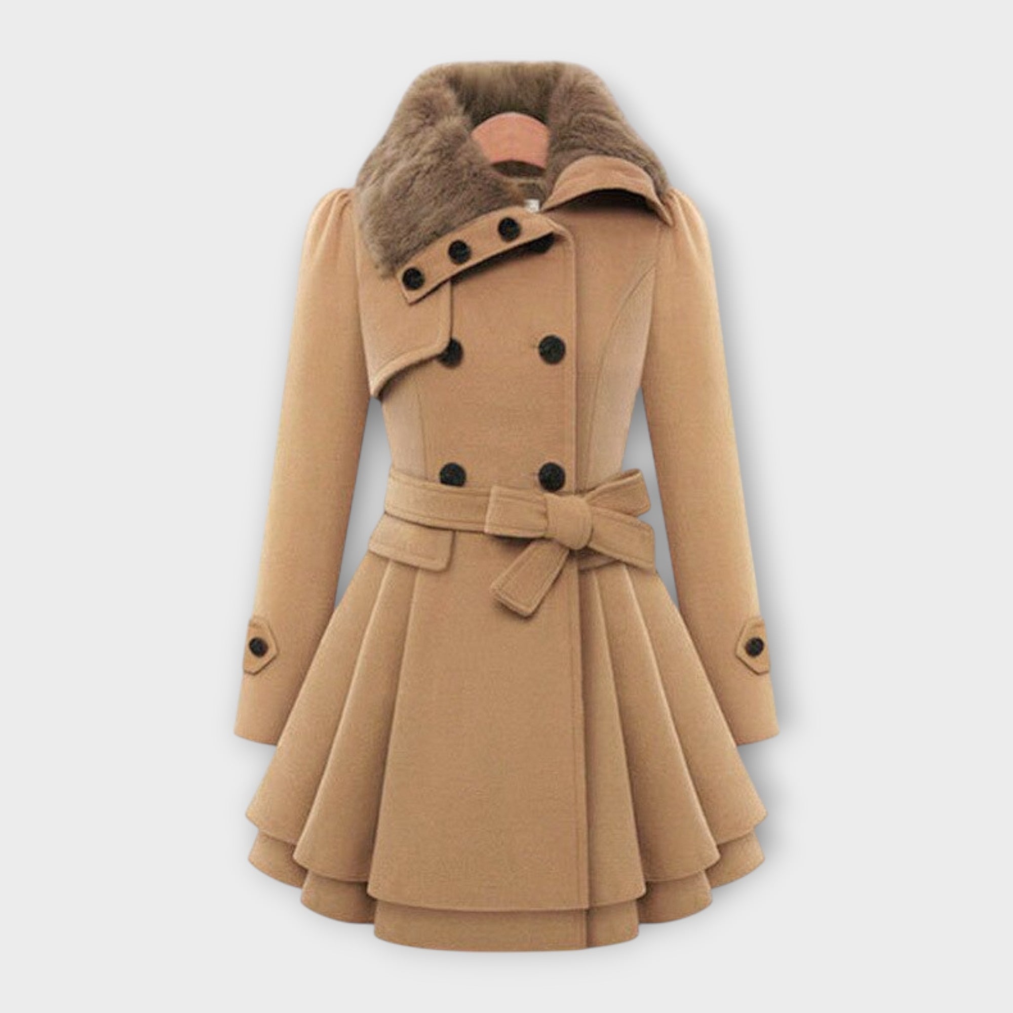 Alicja - Cappotto Elegante con Collo in Pelliccia Sintetica
