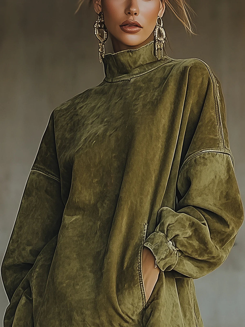 Bozena - Abito accogliente in suede con frange