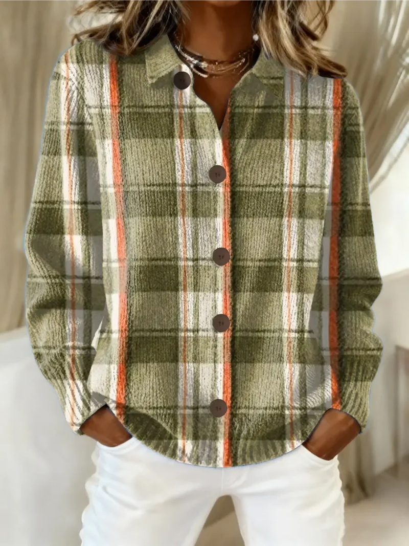 Elżbieta - Maglione a quadri color oliva con bottoni