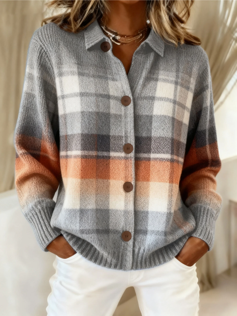 Anna - Cardigan caldo ombre a quadri