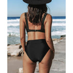 Helena - Costume da Bagno Monocromatico con Scollo Alto