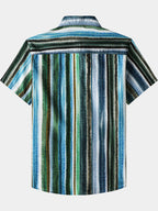 Camicia da uomo a quadri con maniche corte, in cotone, traspirante, ideale per le vacanze