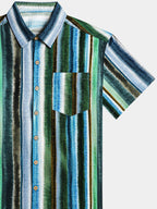 Camicia da uomo a quadri con maniche corte, in cotone, traspirante, ideale per le vacanze