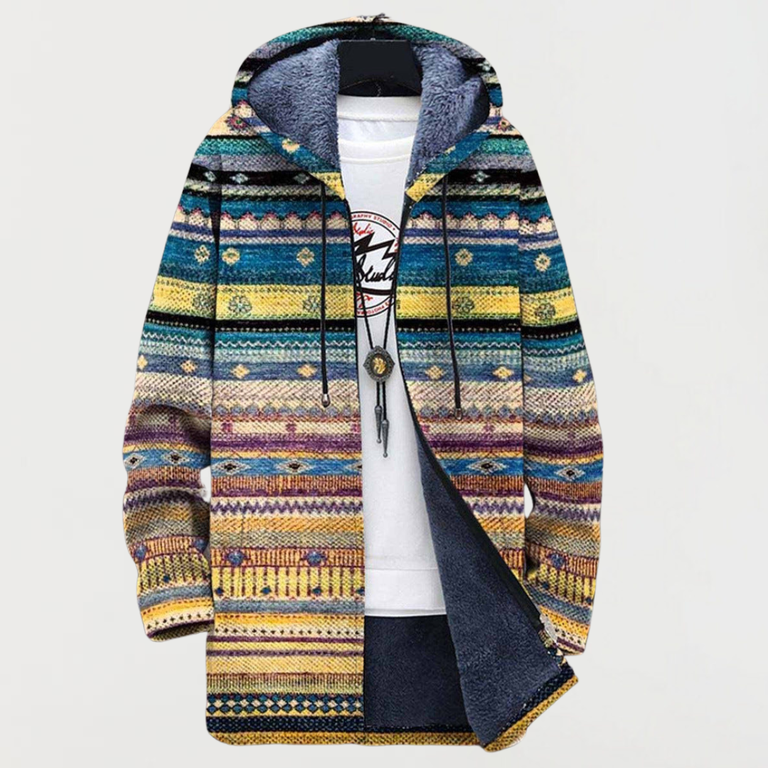Dominika – cappotto con frange in motivo tribale