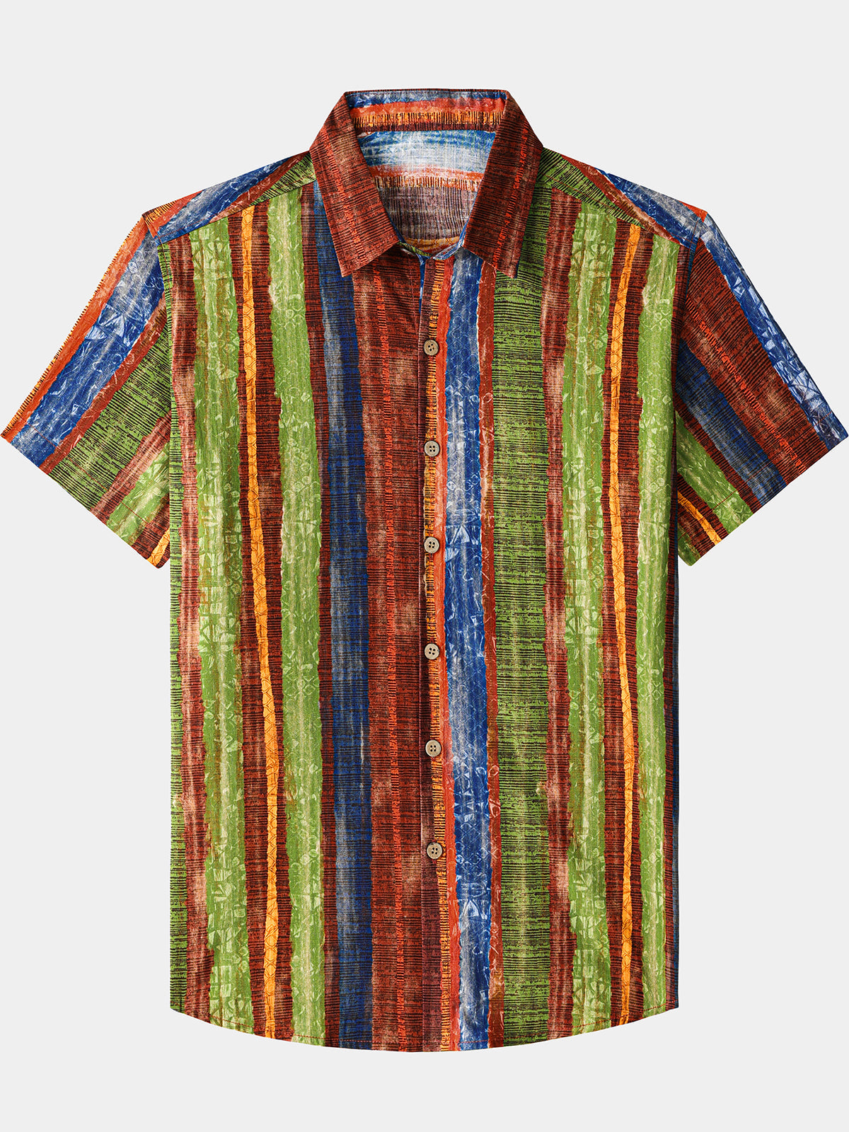 Camicia Uomo Vintage Boho in Cotone Leggera e Traspirante a Maniche Corte per l'Estate