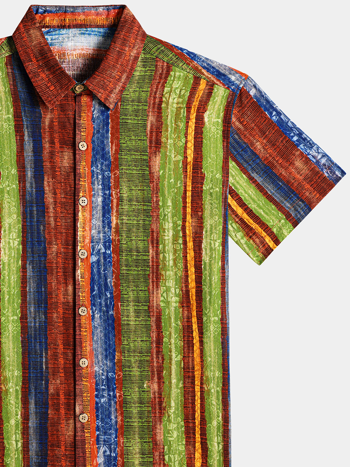 Camicia Uomo Vintage Boho in Cotone Leggera e Traspirante a Maniche Corte per l'Estate