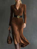 Lena - Abito midi retro western con colletto