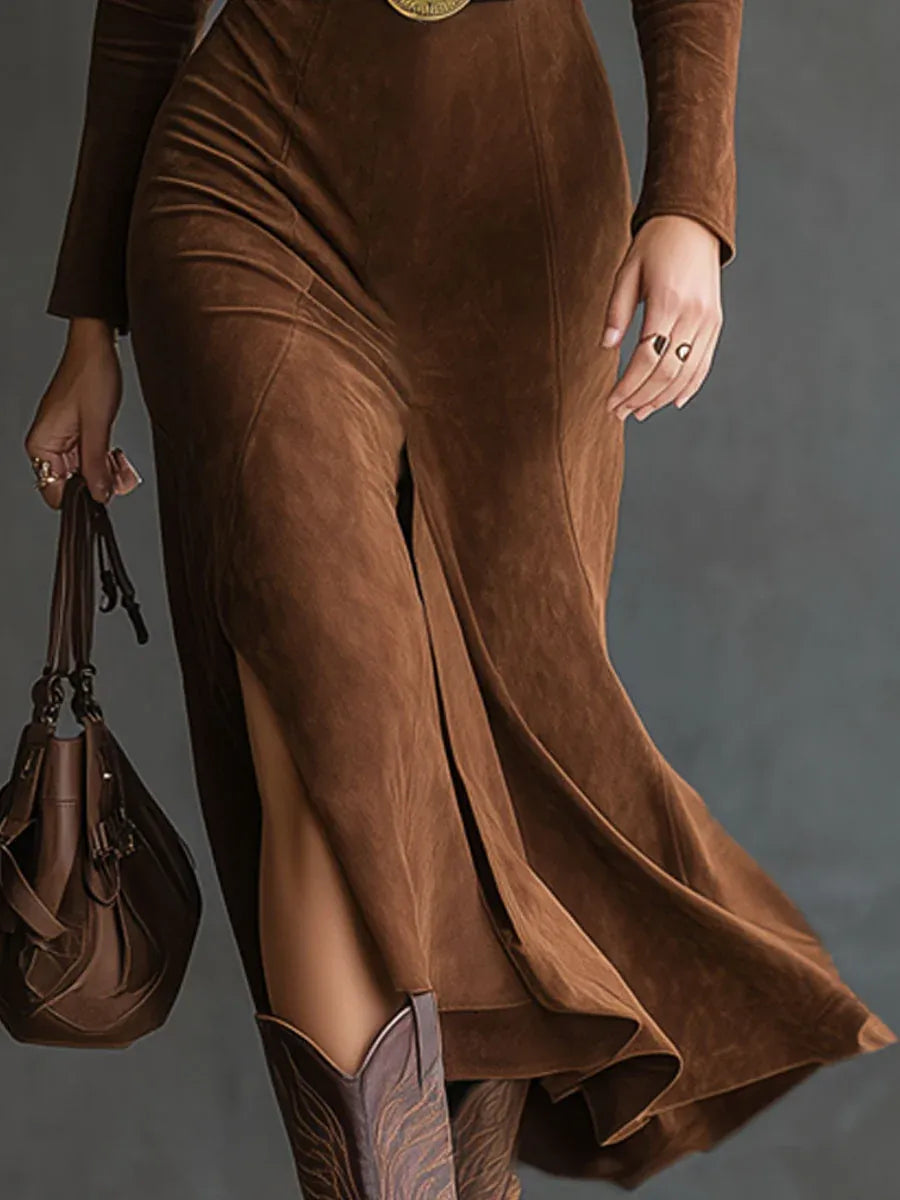 Lena - Abito midi retro western con colletto